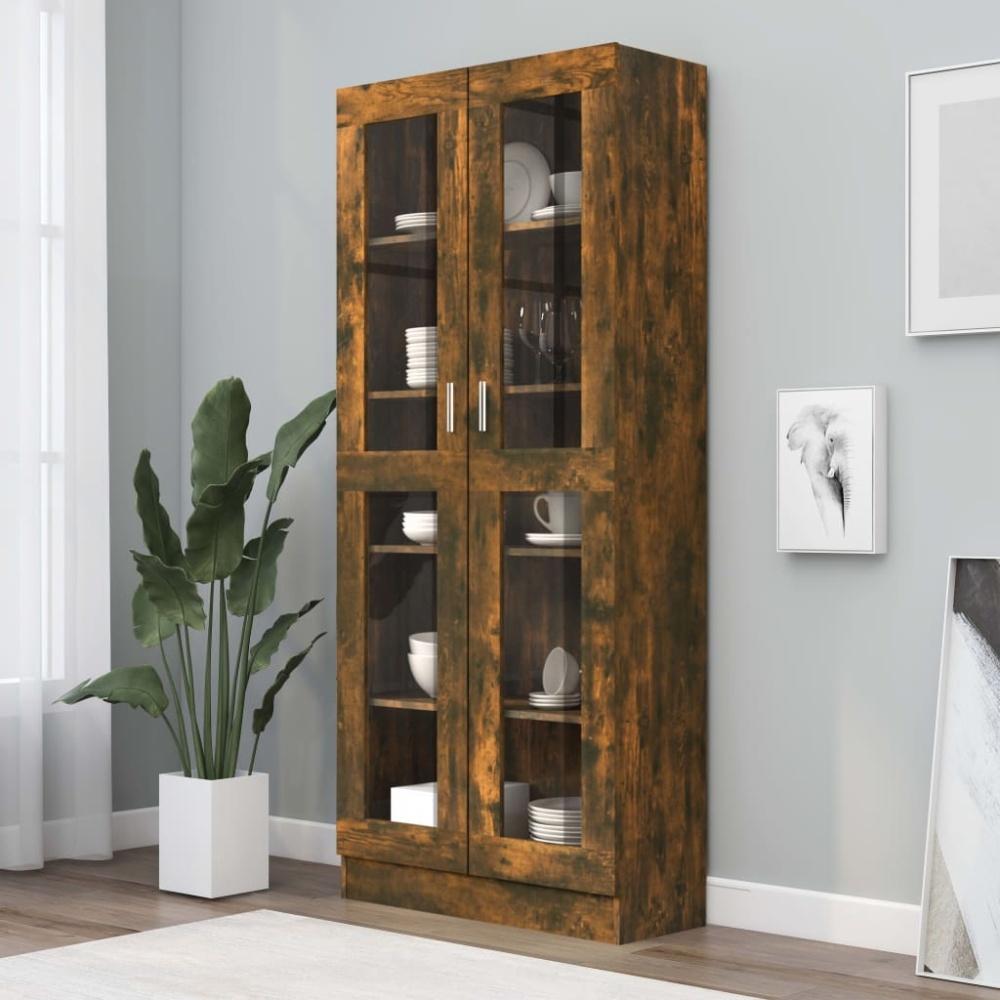 vidaXL Vitrinenschrank Räuchereiche 82,5x30,5x185,5 cm Holzwerkstoff 815621 Bild 1