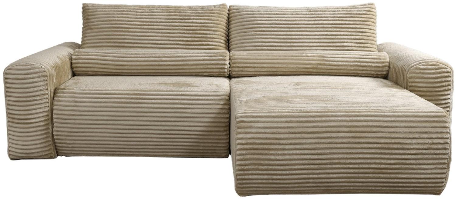 Selsey Leo - Ecksofa beidseitig montierbar mit Cordbezug und Schlaffunktion, beige Bild 1