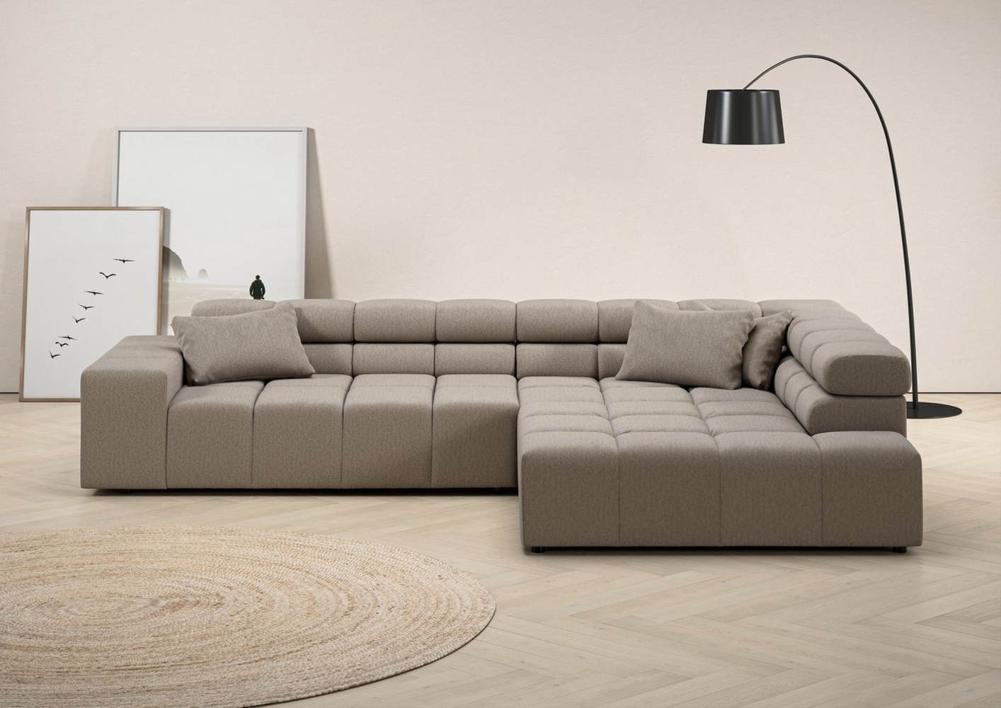 INOSIGN Ecksofa Ancona incl. Kopfteilverstellung, Zierkissen Breite 319cm, L-Form, wahlweise motorische Sitztiefenverstellung, auch in Cord + Easy Care Bild 1