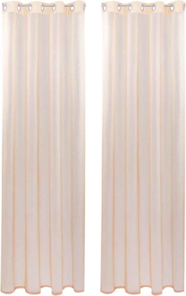 Bestlivings Transparente Beige Gardine mit Ösen 2er Pack (B140 x L145) inkl. 2 Raffhalter, viele Varianten erhältlich Bild 1