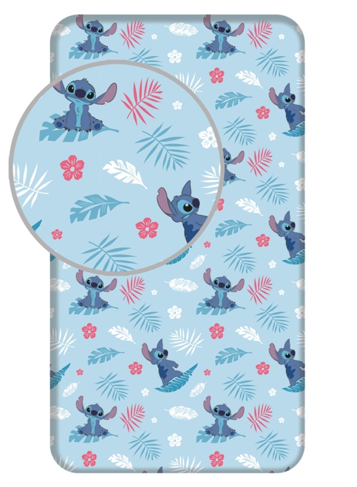 Lilo & Stitch Bettlaken 90x200 cm – Atmungsaktives Spannbetttuch aus Baumwolle Bild 1