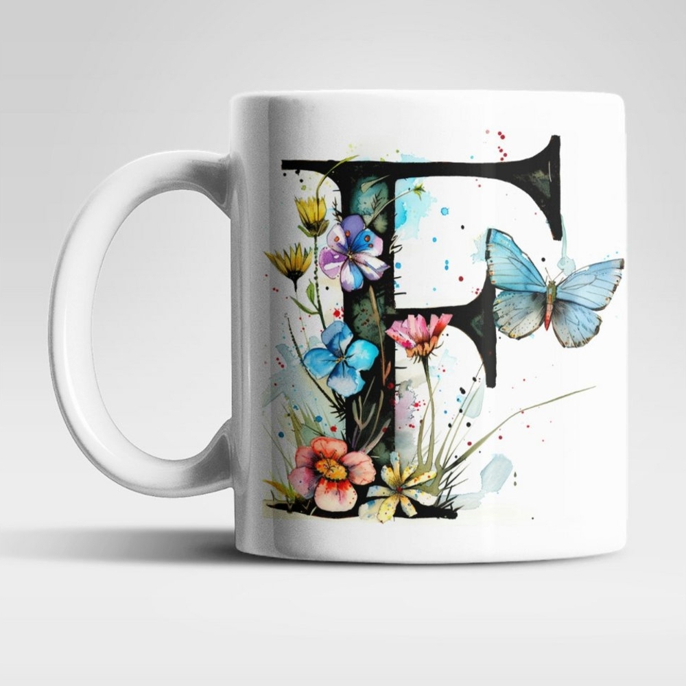 WS-Trend Tasse Name A bis Z Blumen Schmetterlinge Kaffeetasse Teetasse Geschenkidee, Keramik Bild 1