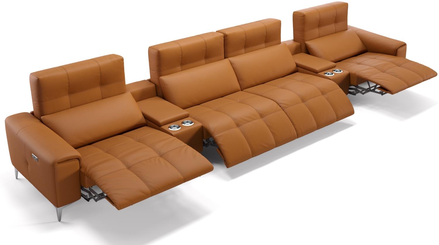 Sofanella Kinosofa SALENTO 4-Sitzer Ledercouch Hometheater in Cognac XL: 454 Breite x 100 Tiefe Bild 1