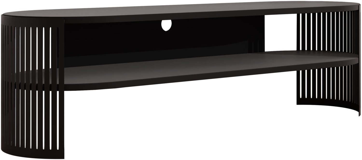 TV-Lowboard Fahugin Oval (Farbe: Schwarz / Schwarz Molet) Bild 1