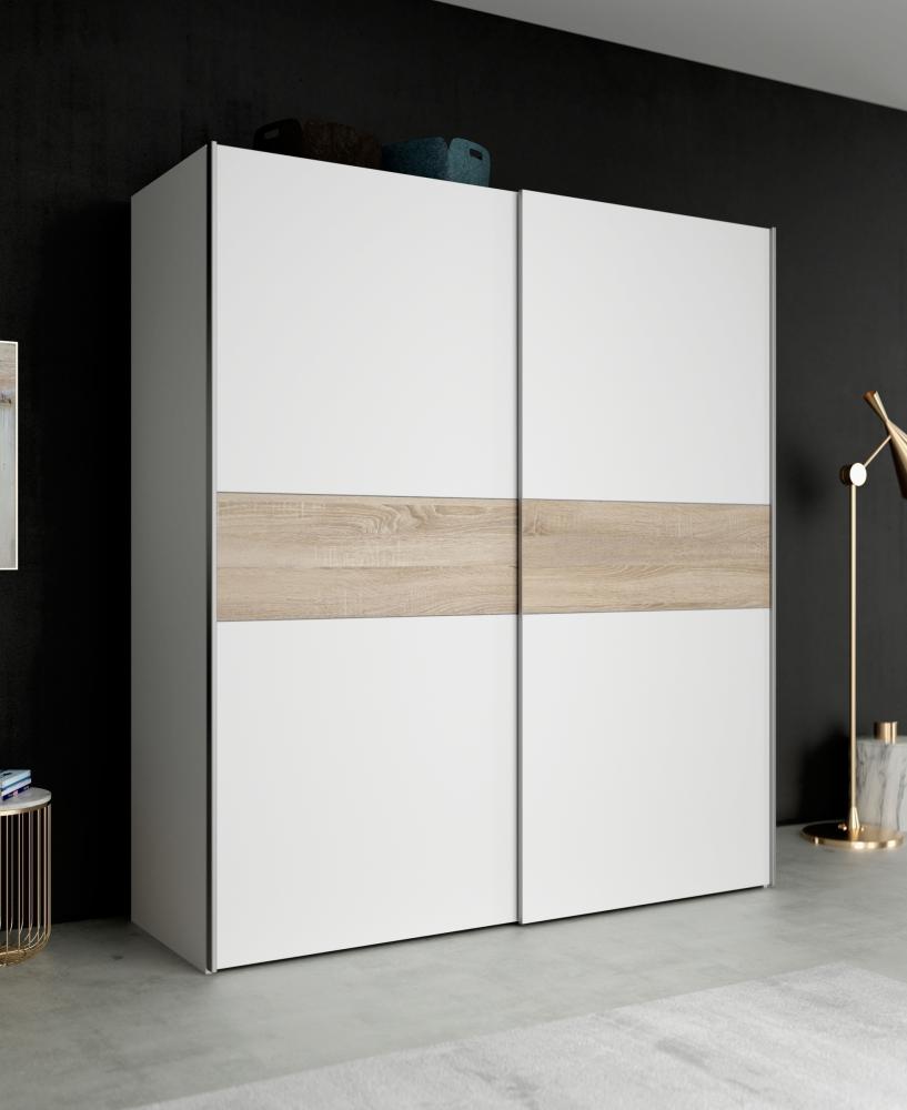 Kleiderschrank >LONGLINE< in Weiss / Sonoma Eiche - 170,3x190,5x61,2cm (BxHxT) Bild 1