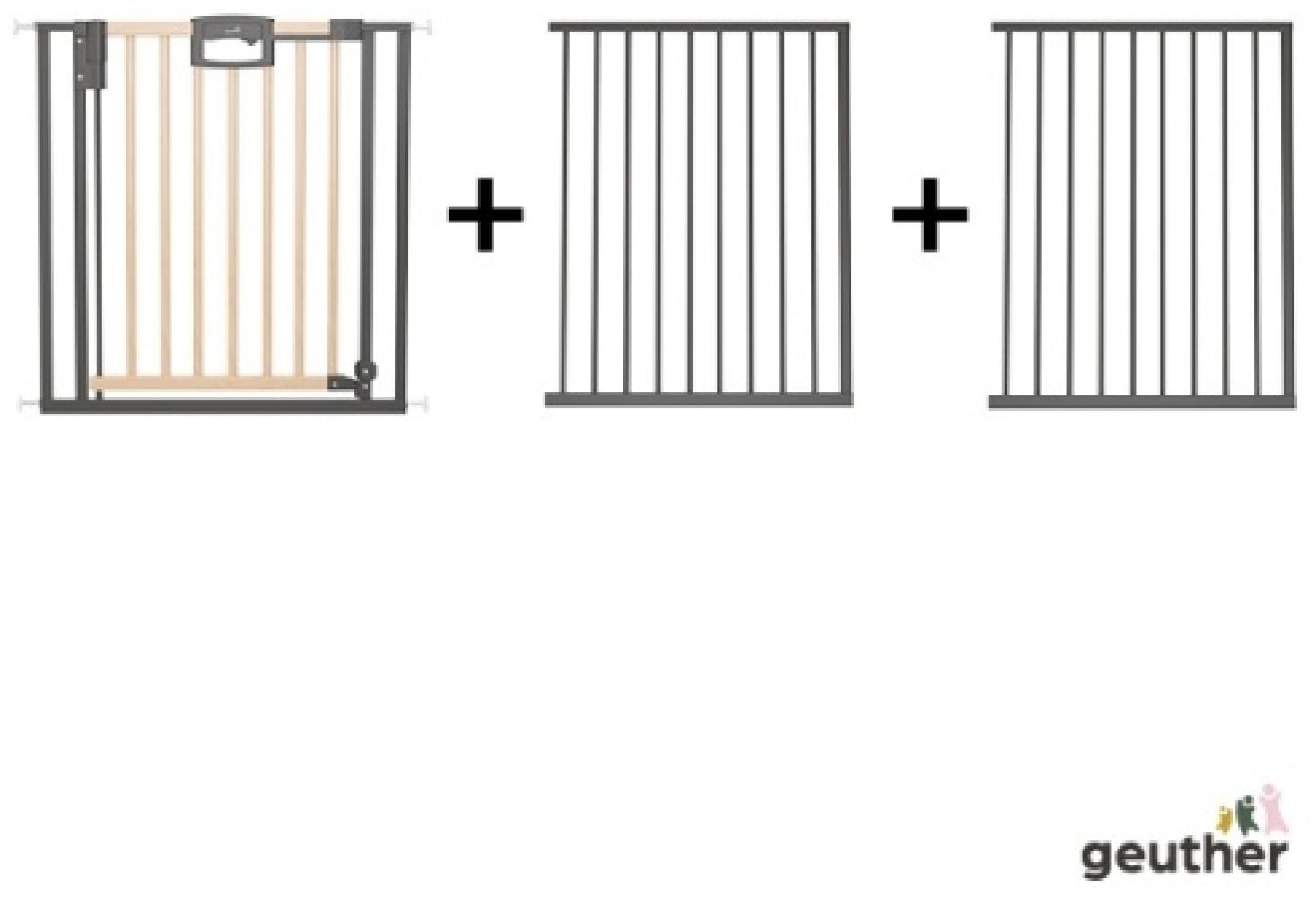 Geuther Türschutzgitter 'Easylock Plus' zum Klemmen für Öffnungen, Holz/ Metall, Natur/ Schwarz, 208,5 cm - 216,5 cm Bild 1