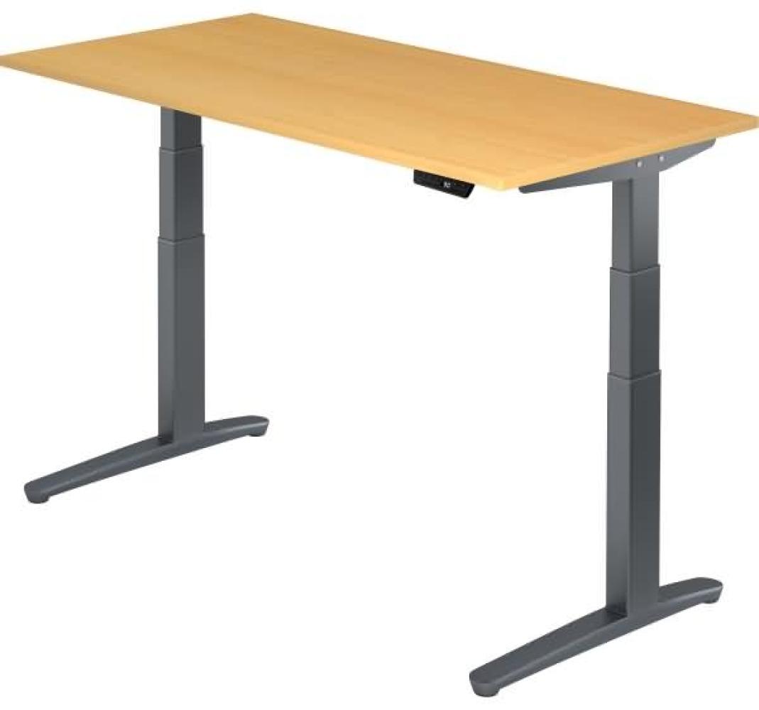 'XBHM16' Sitz-Steh-Schreibtisch elektrisch 160x80 cm Buche Graphit Bild 1
