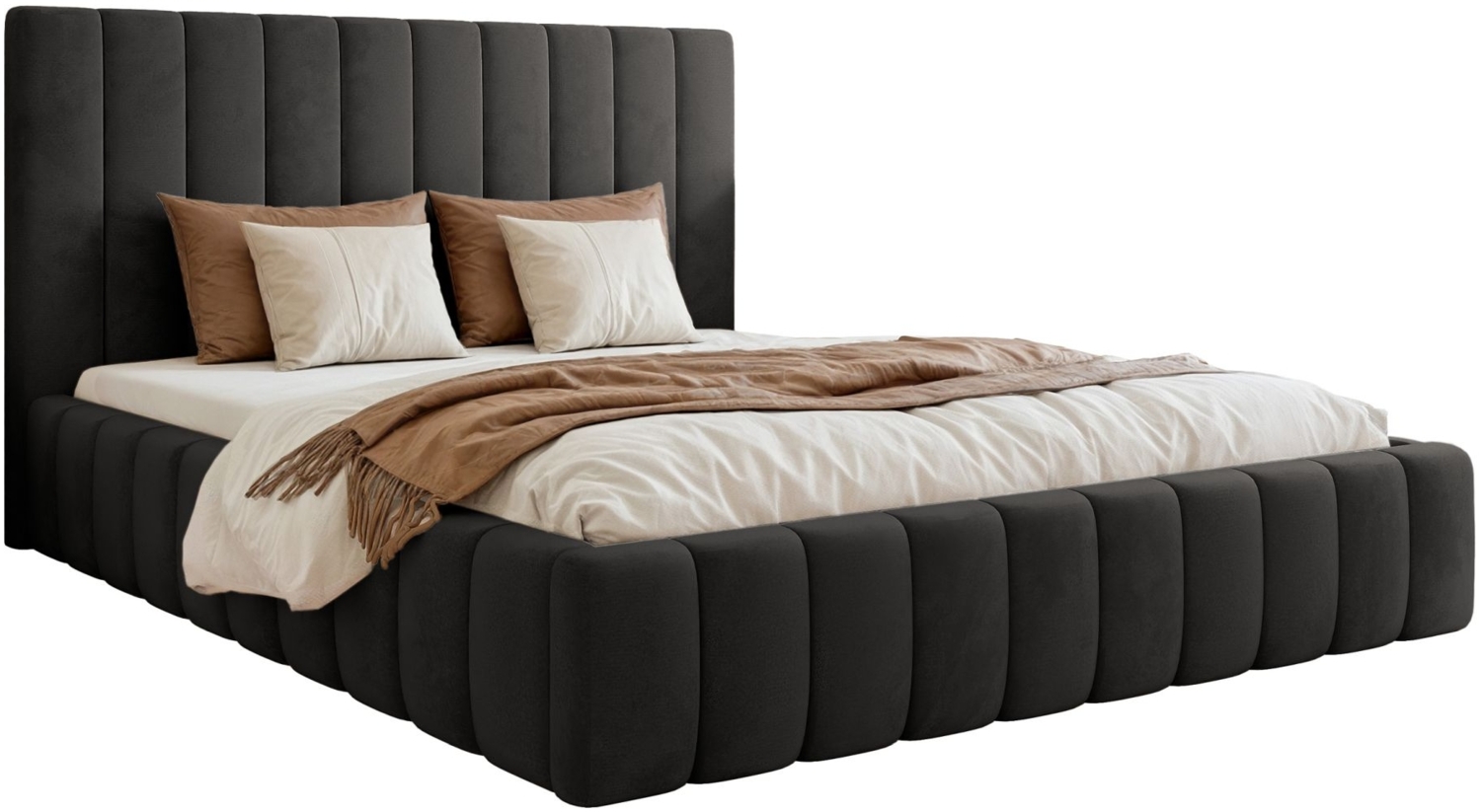 Selsey 'Fiarro' Polsterbett mit Bettkasten, Velours, dunkelgrau, 180x200 cm Bild 1