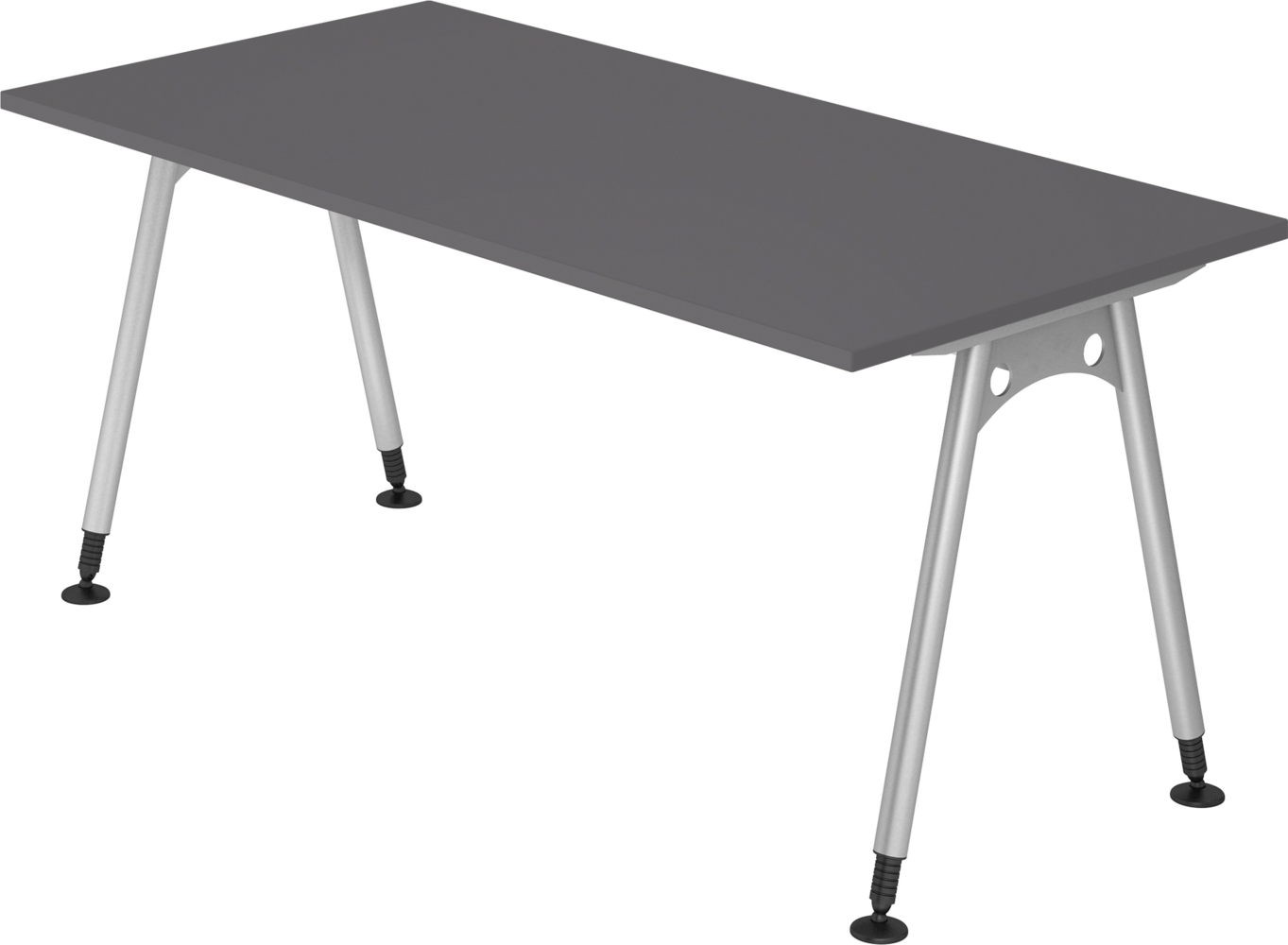 bümö manuell höhenverstellbarer Schreibtisch 160x80 cm in graphit - PC Tisch höhenverstellbar & groß, höhenverstellbarer Tisch Büro, großer Computertisch verstellbar, A-Serie, AS-16-G Bild 1