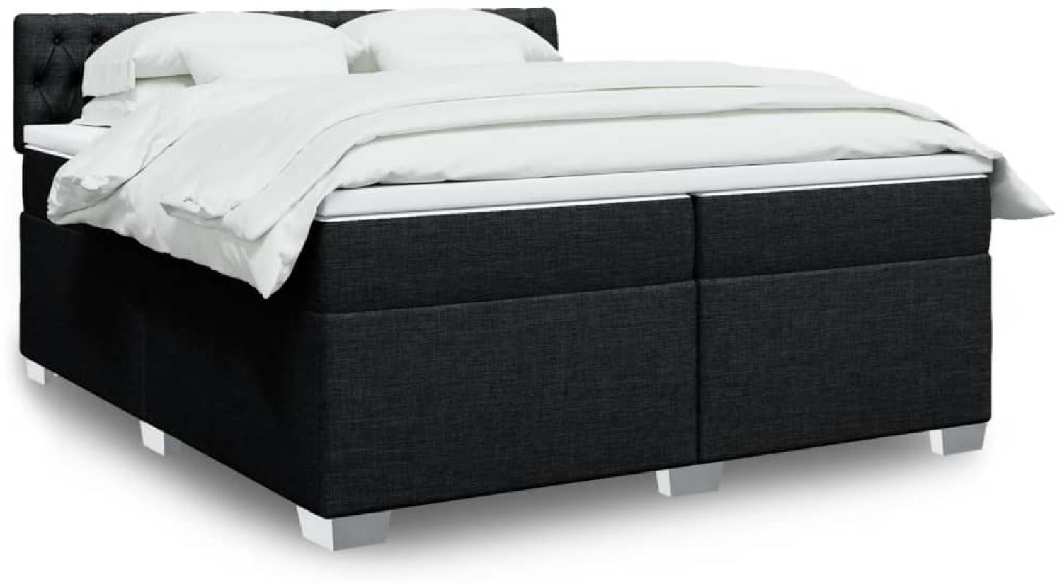 vidaXL Boxspringbett mit Matratze Schwarz 200x200 cm Stoff 3288304 Bild 1