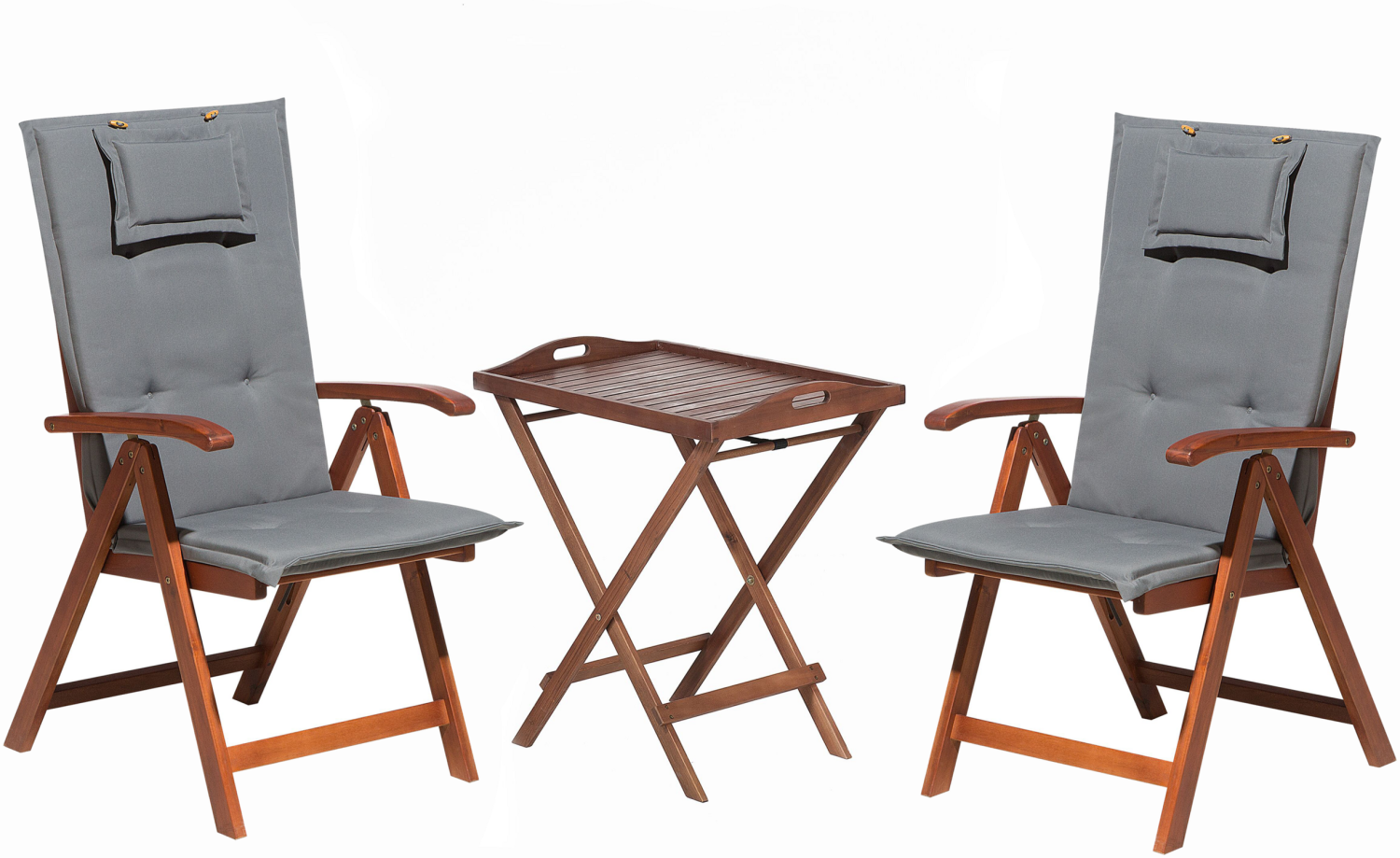 Bistro Set mit Kissen TOSCANA Holz Graphitgrau Bild 1