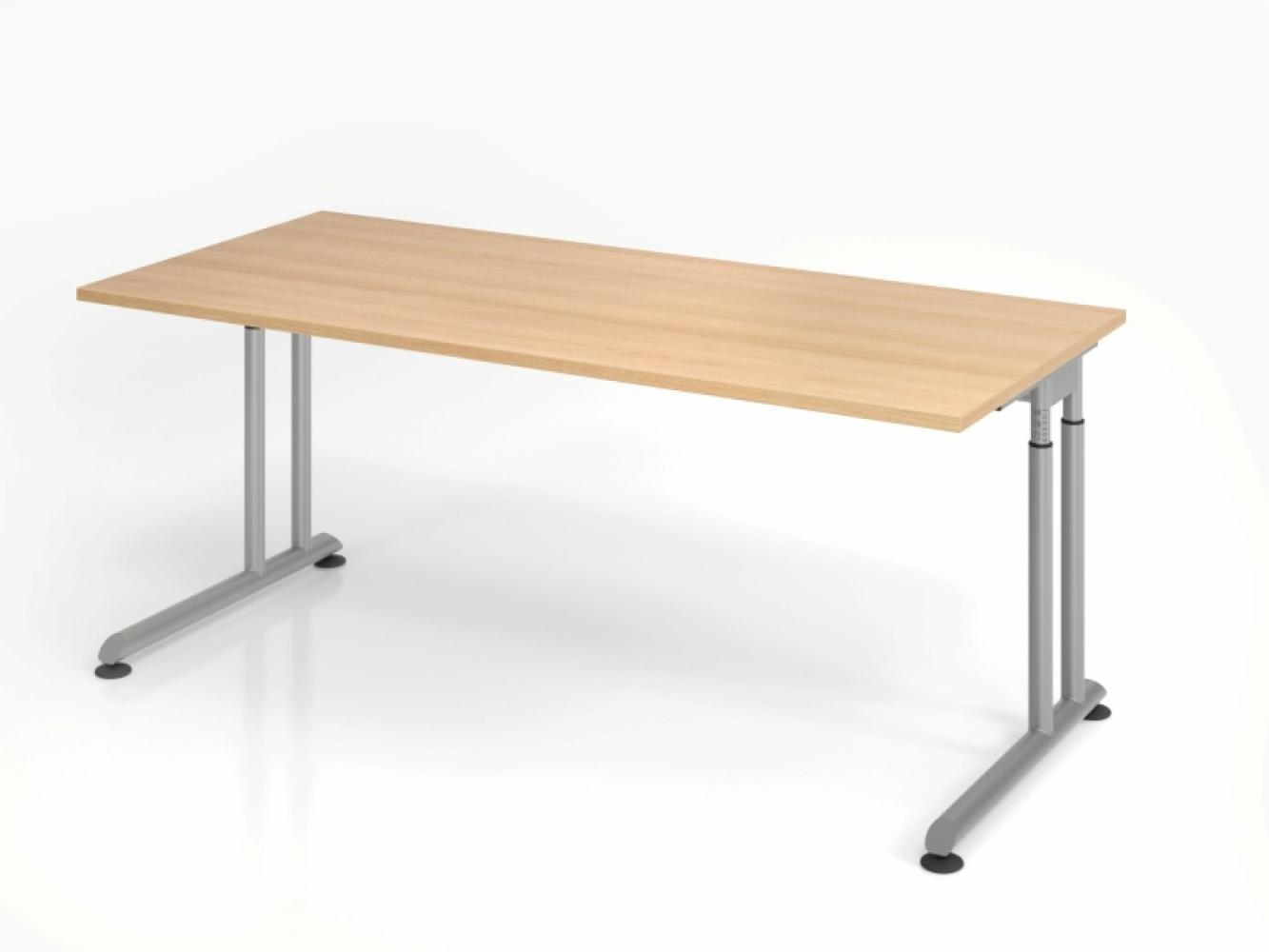 Schreibtisch C-Fuß 180x80cm Eiche/Silber Bild 1