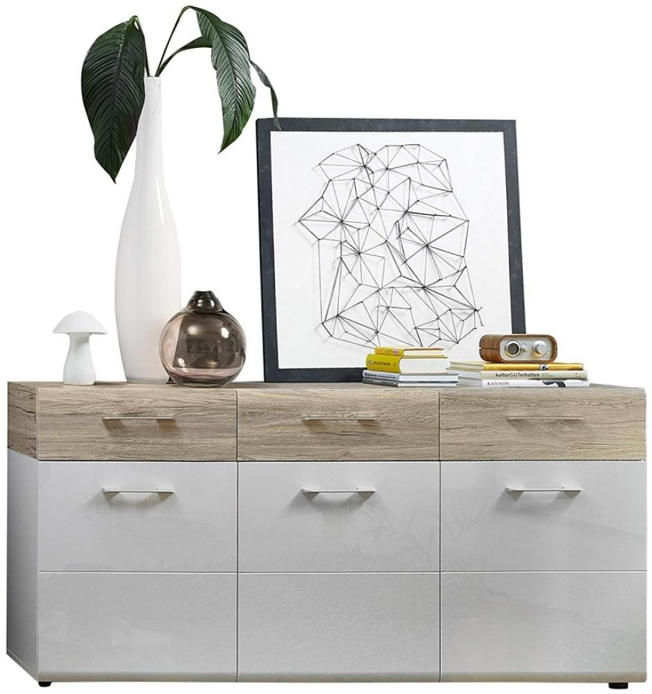 Sideboard 'SPIRIT' weiß Hochglanz Sandeiche Bild 1