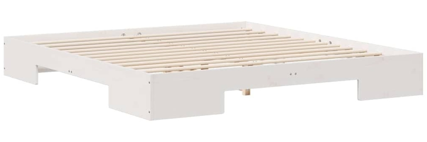 vidaXL Bodenbettgestell Weiß 180 x 200 cm Massivholz Kiefer 873020 Bild 1
