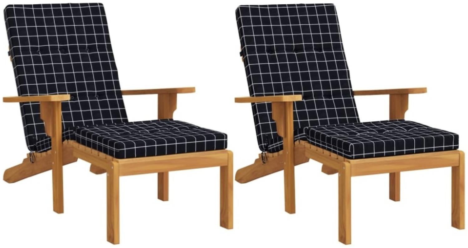 vidaXL '362000' Liegestuhl-Auflagen 2 Stk. Oxford-Gewebe, schwarz Karomuster, 180 x 55 x 7 cm Bild 1