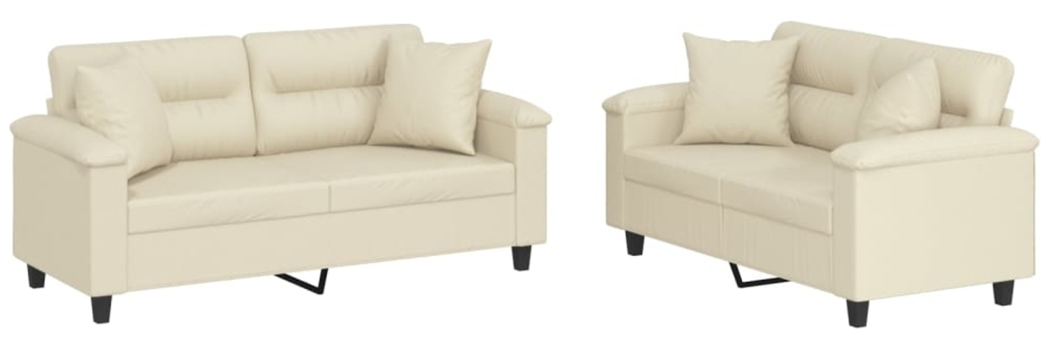 vidaXL 2-tlg. Sofagarnitur mit Kissen Creme Kunstleder 3202373 Bild 1