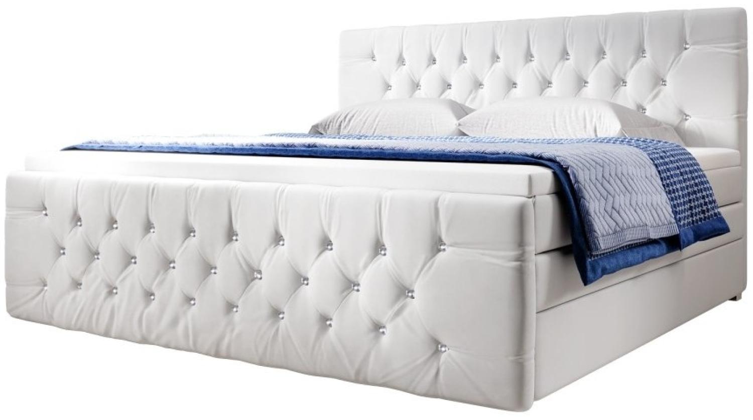 Boxspringbett Nobile mit Strass und Stauraum Beige 180x200 H3 Bild 1