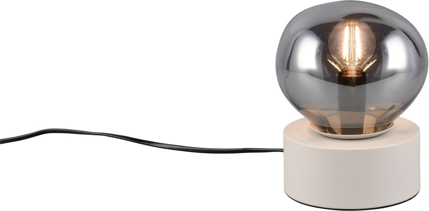 s.Oliver Tischleuchte ANJELLA, On/Off-Touch Tischleuchte exkl 1x E14, warm grey (beige), Ein-/Ausschalter, Leuchtmittel wechselbar, warmweiß - kaltweiß, mit mundgeblasenem Glasschirm in rauchgrau, 18,5 x Ø14,5cm, max 10W Bild 1