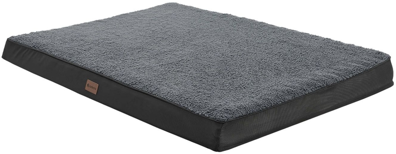 Juskys Hundebett Milow orthopädisch 92x69cm - Hundekissen flauschig & stabil - Bezug abnehmbar & waschbar – Hundematte für mittlere Hunde - Grau Bild 1