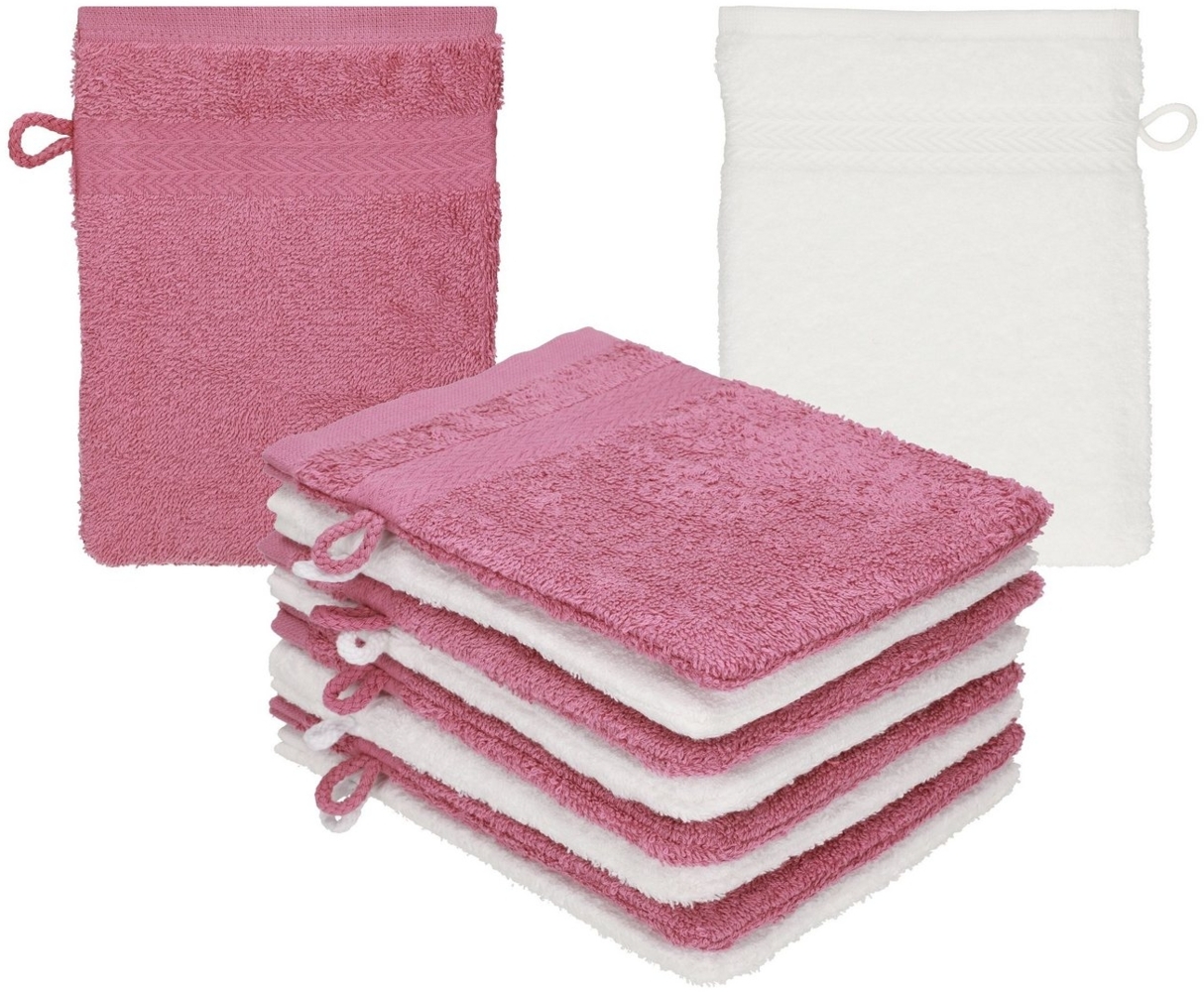 Betz Waschhandschuh 10 Stück Waschhandschuhe Premium 100% Baumwolle Waschlappen Set 16x21 cm Farbe Beere - weiß (10-tlg) Bild 1