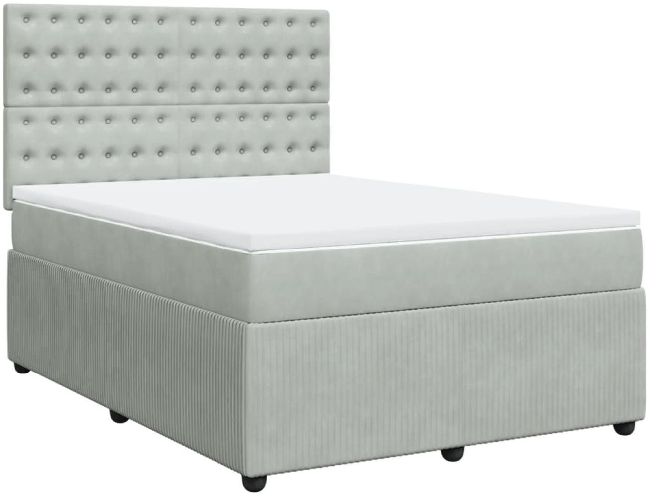 vidaXL Boxspringbett mit Matratze Hellgrau 140x200 cm Samt 3292370 Bild 1