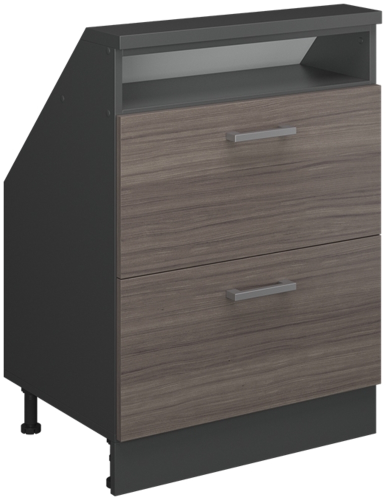 Küchenschrank für Dachschrägen R-Line Edelgrau 60 cm mit 2 Schubladen Vicco Bild 1