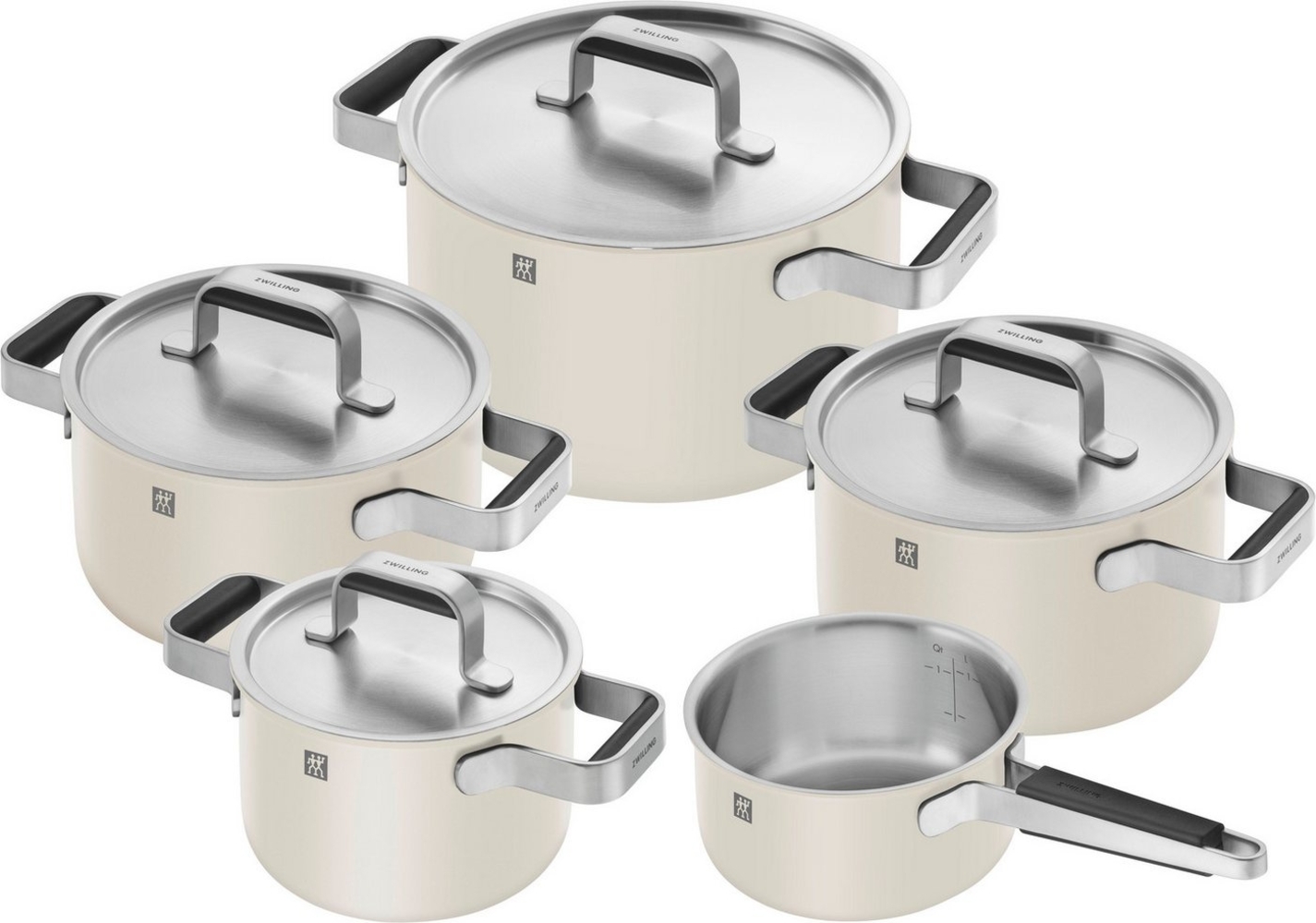 Zwilling Topf-Set Pure, Edelstahl 18/10 (Set, 5-tlg, 3 Kochtöpfe (16, 20 & 24 cm), Bratentopf 20 cm, Stieltopf 16 cm), Stay-Cool-Griffe, 3-lagige Bodentechnologie Bild 1