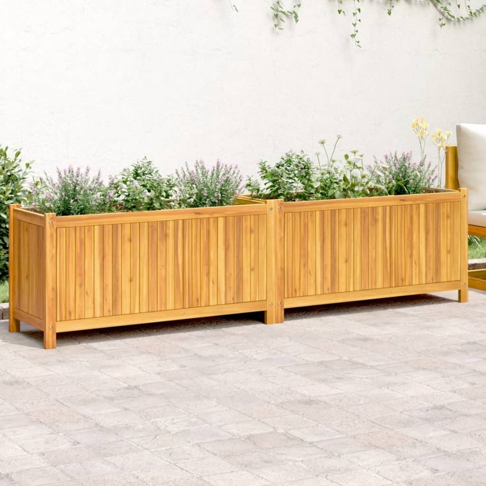 vidaXL Pflanzkübel mit Einlage 199x38,5x50 cm Massivholz Akazie 366443 Bild 1
