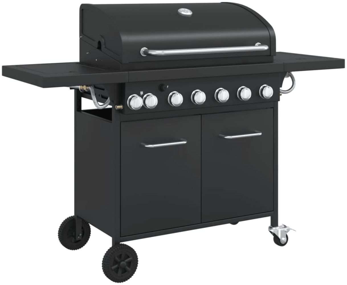 vidaXL Gasgrill, mit 7 Flammen, Pulverbeschichteter Stahl Schwarz, 146,5 x 55,5 x 109 cm Bild 1