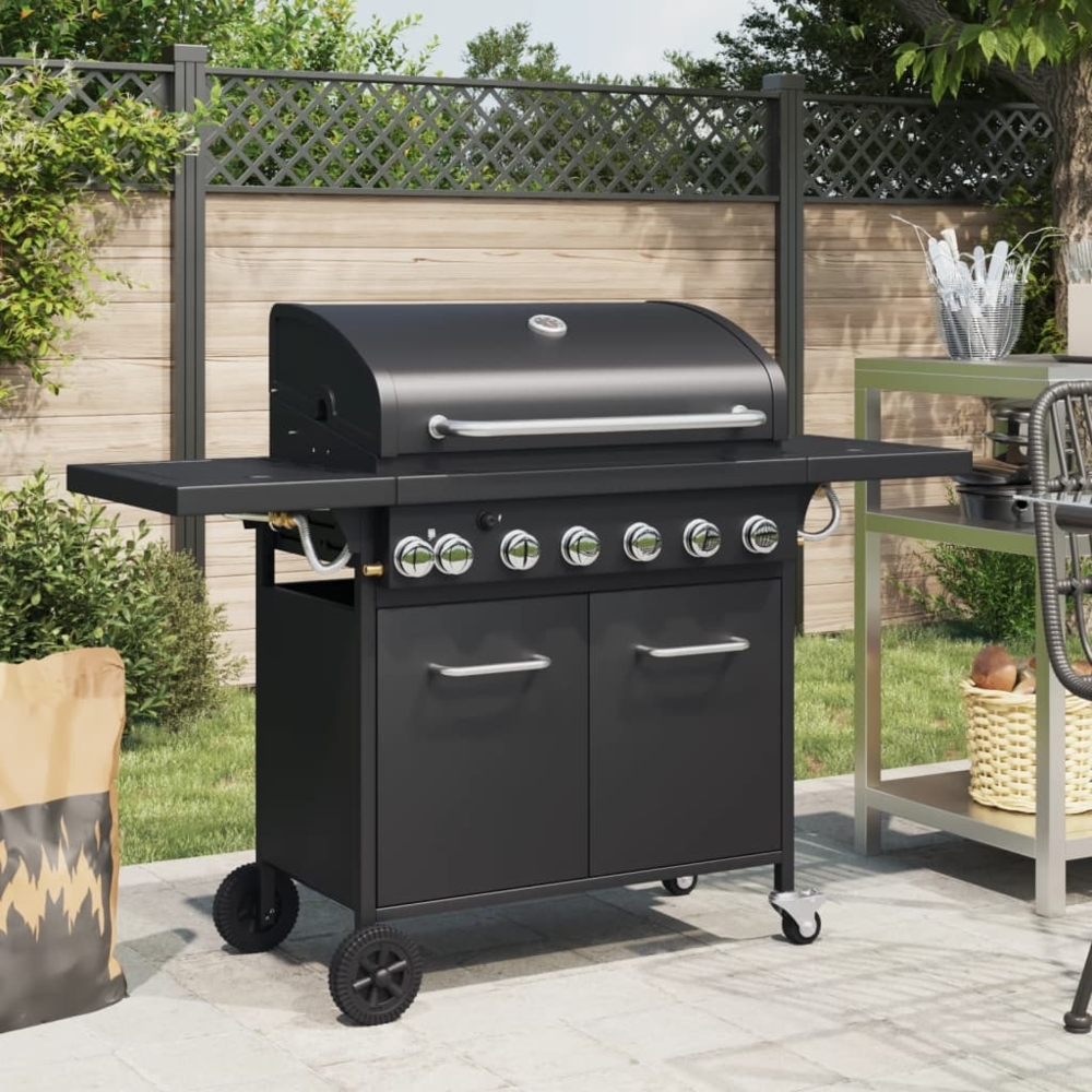 vidaXL Gasgrill mit 7 Flammen Schwarz Pulverbeschichteter Stahl 367587 Bild 1