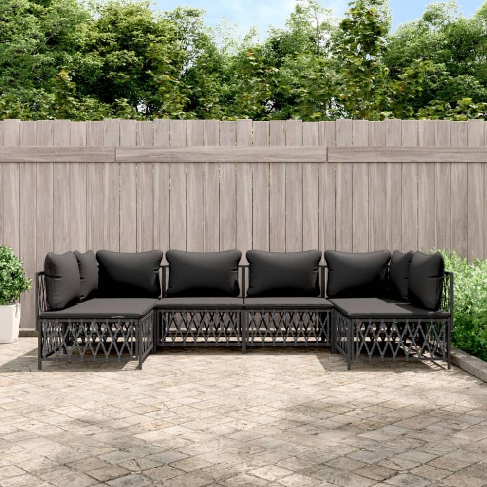 vidaXL 6-tlg. Garten-Lounge-Set mit Kissen Anthrazit Stahl 3186909 Bild 1