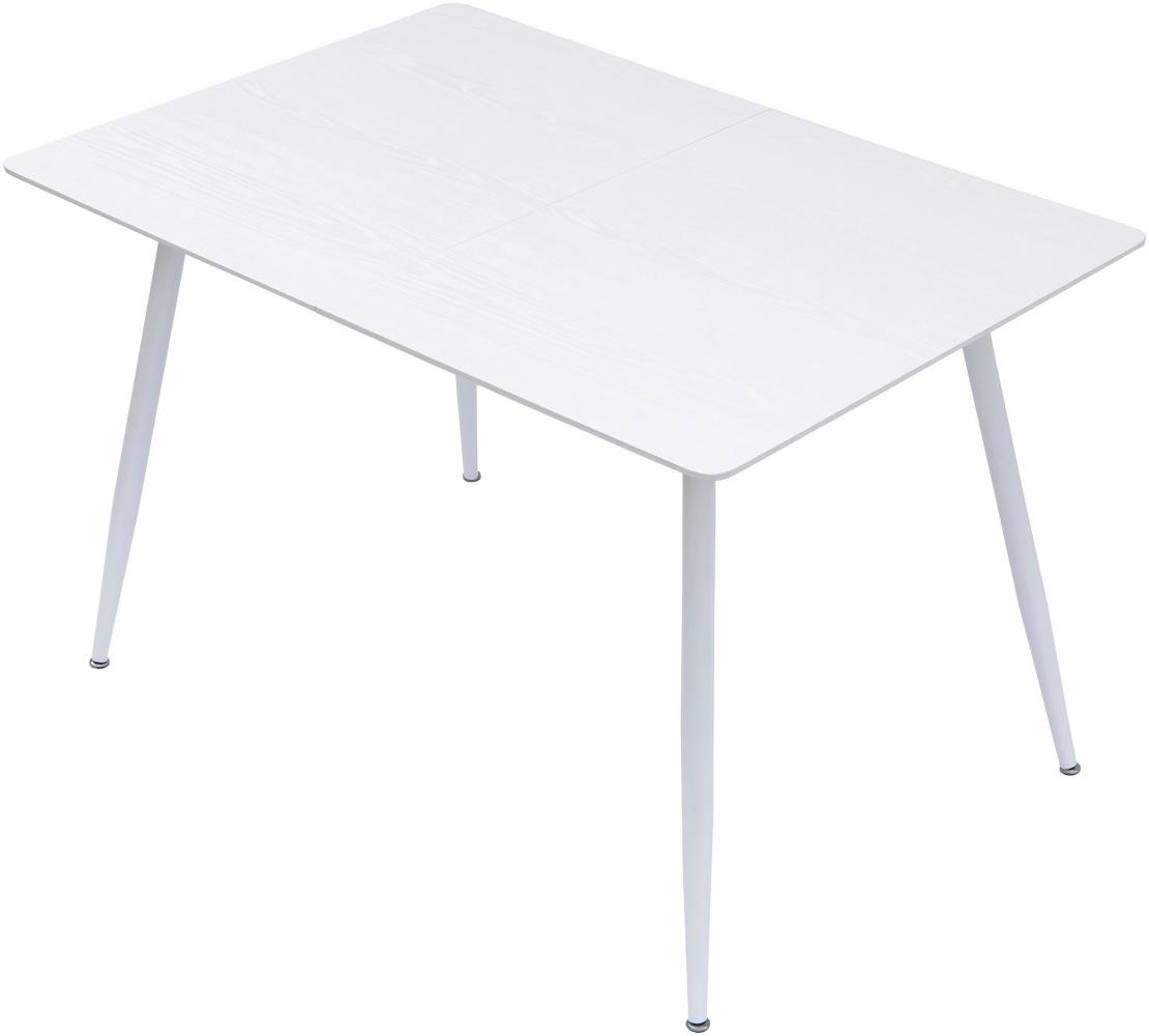 Esstisch Emilia ausziehbar 120-150-180 x 80 cm 4-10 Personen Küchentisch mit Metallgestell für Küche, Esszimmer Holz Optik Weiß Bild 1