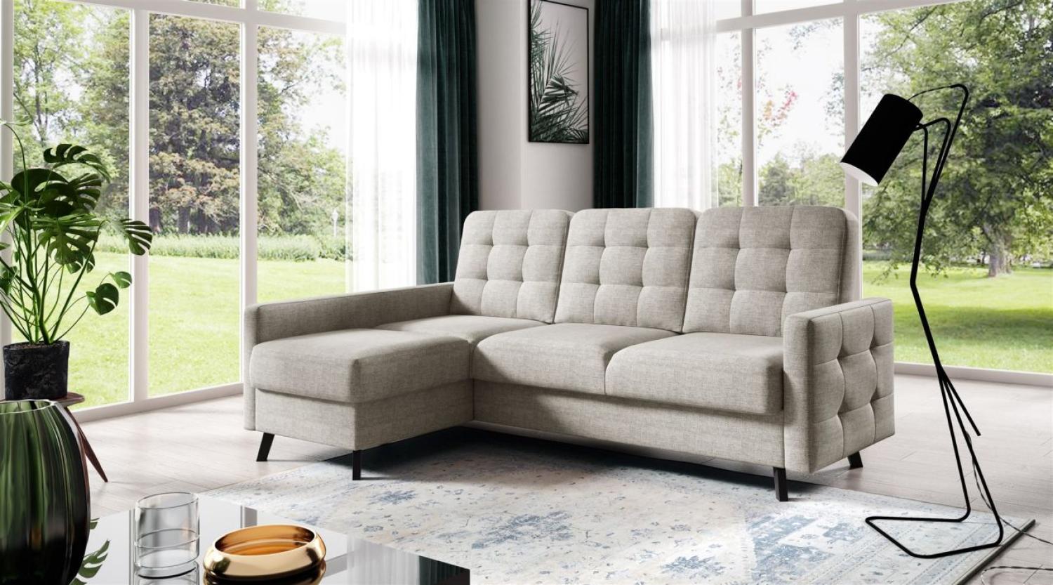 Ecksofa Sofa GARNET Stoff Luis Beige mit Schlaffunktion Ottomane Links Bild 1