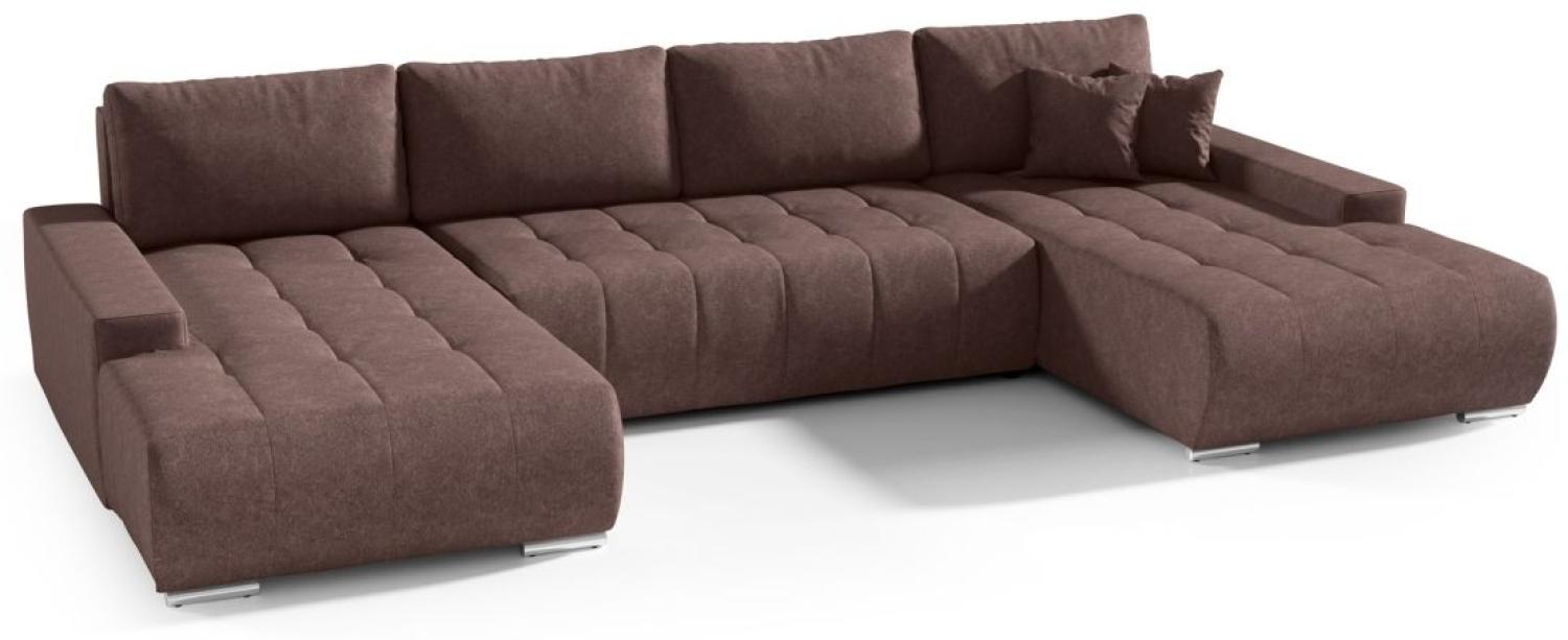 Wohnlandschaft Sofa mit Schlaffunktion VOGAR Stoff Aston Braun Bild 1