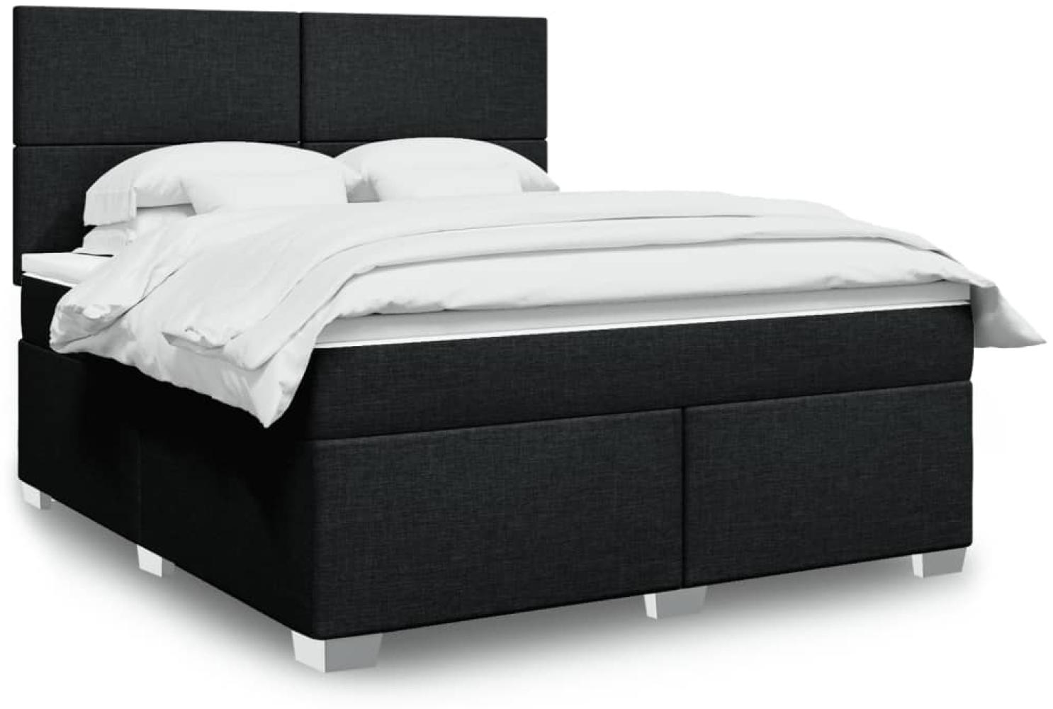 vidaXL Boxspringbett mit Matratze Schwarz 180x200 cm Stoff 3292862 Bild 1