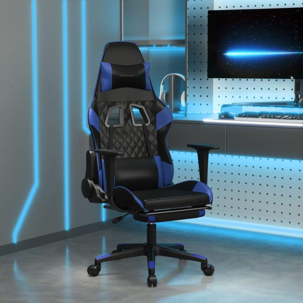 vidaXL Gaming-Stuhl mit Fußstütze Schwarz und Blau Kunstleder 3143764 Bild 1