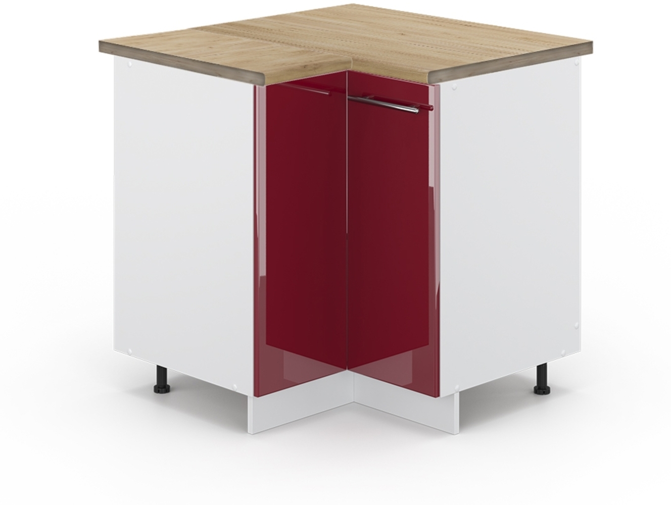 Eckunterschrank Fame-Line Bordeaux Hochglanz 80.5 cm , AP Eiche Vicco Bild 1