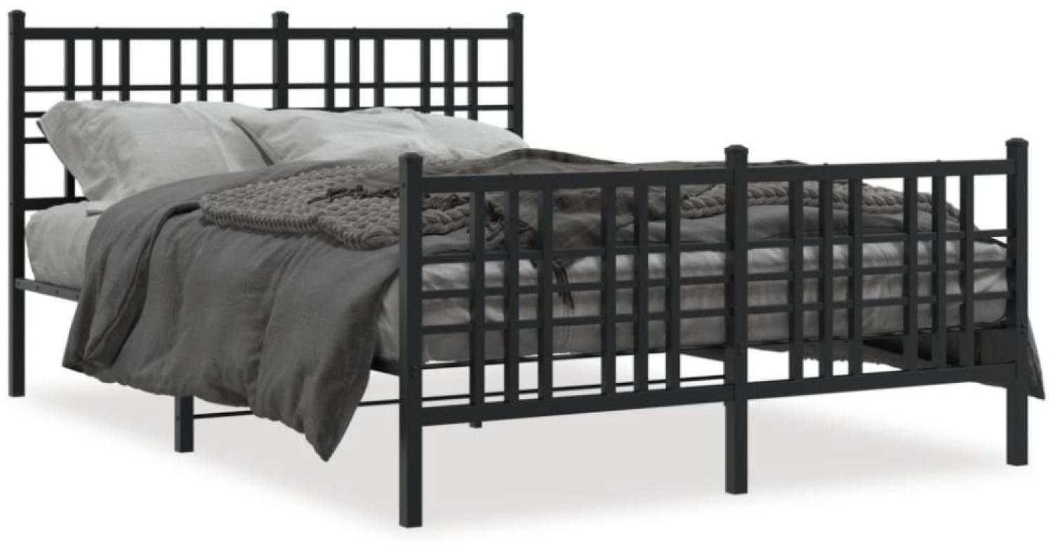 vidaXL Bettgestell mit Kopf- und Fußteil Metall Schwarz 140x190 cm 376342 Bild 1