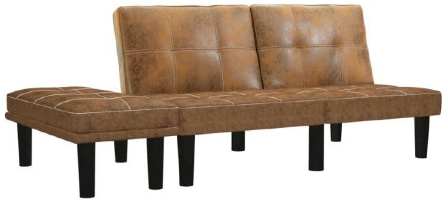 vidaXL 2-Sitzer-Sofa Braun Wildleder-Optik Bild 1