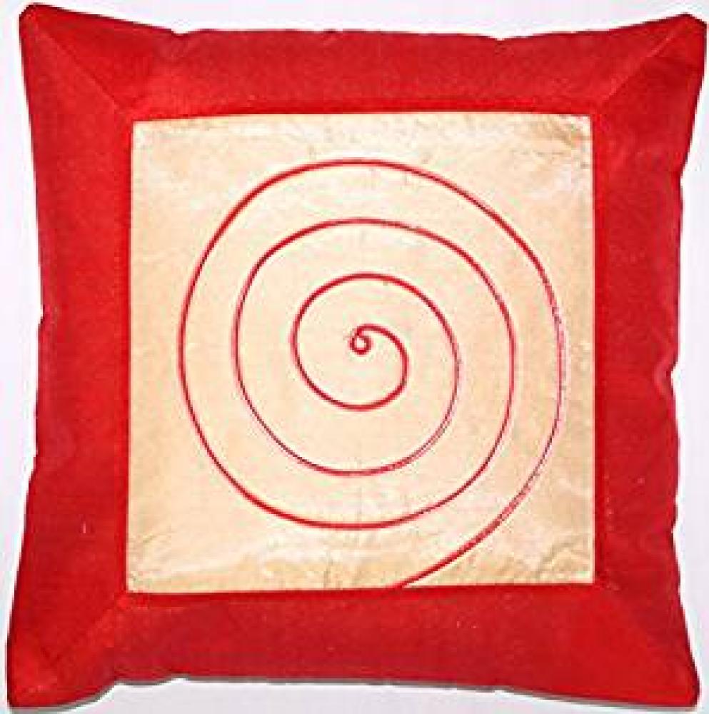 Rot und Beige Zierkissenbezug aus Indische Dupion Seide - 40 cm x 40 cm Bild 1