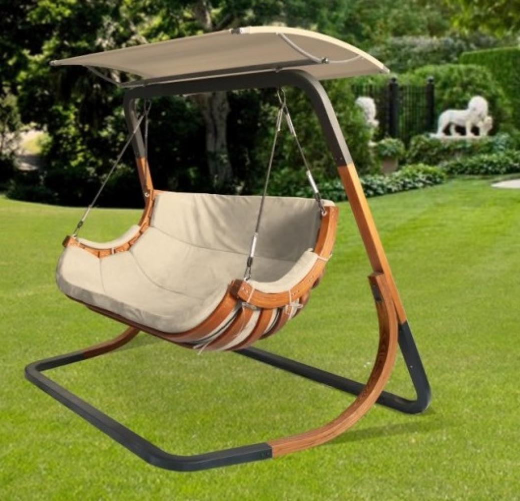 Hollywoodschaukel Regen Sonnenschutz Gartenschaukel Bezug beige - (3695) Bild 1