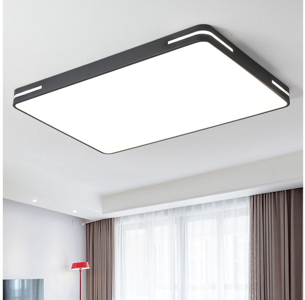 style home LED Deckenleuchte Deckenlampe Rechteckige Bürolampe, dimmbar mit Fernbedienung, 192W, Schwarz, LED fest integriert, einstellbar von warmweiß bis kaltweiß, moderne Lampe für Wohnzimmer, Schlafzimmer, 90x60x6cm Bild 1