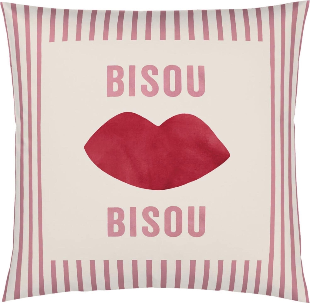 elegante Mako-Satin Kissenbezug Bisou rosarot|40x40 cm Bild 1