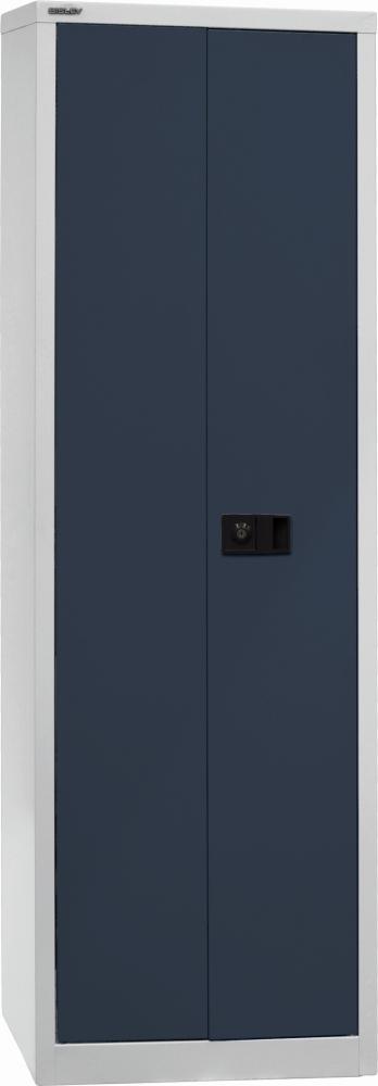 Bisley Flügeltürenschrank Universal, 4 Fachböden, 5 OH, B 600 mm, Farbe Korpus lichtgrau, Türen anthrazitgrau Bild 1