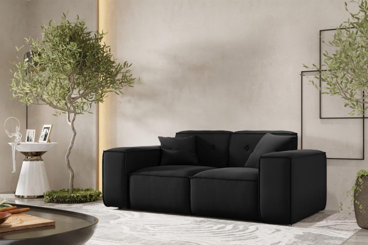 Sofa Designersofa CESINA 2-Sitzer in Stoff Opera Velvet Schwarz Bild 1