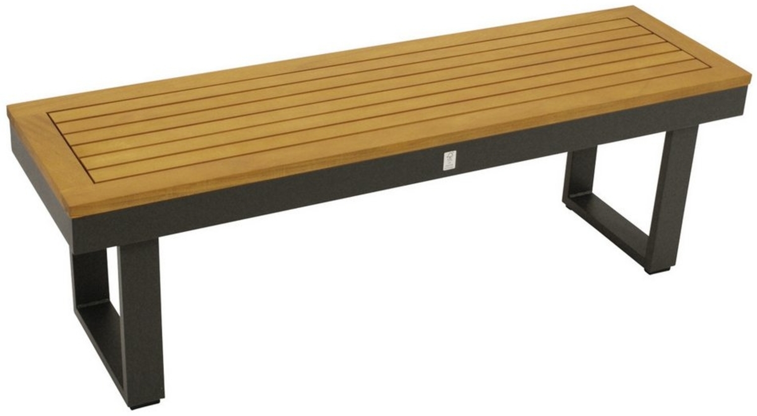 DEGAMO Gartenbank KAMPALA ohne Rückenlehne, 120cm, Aluminium anthrazit + Akazie geölt, wetterfest Bild 1