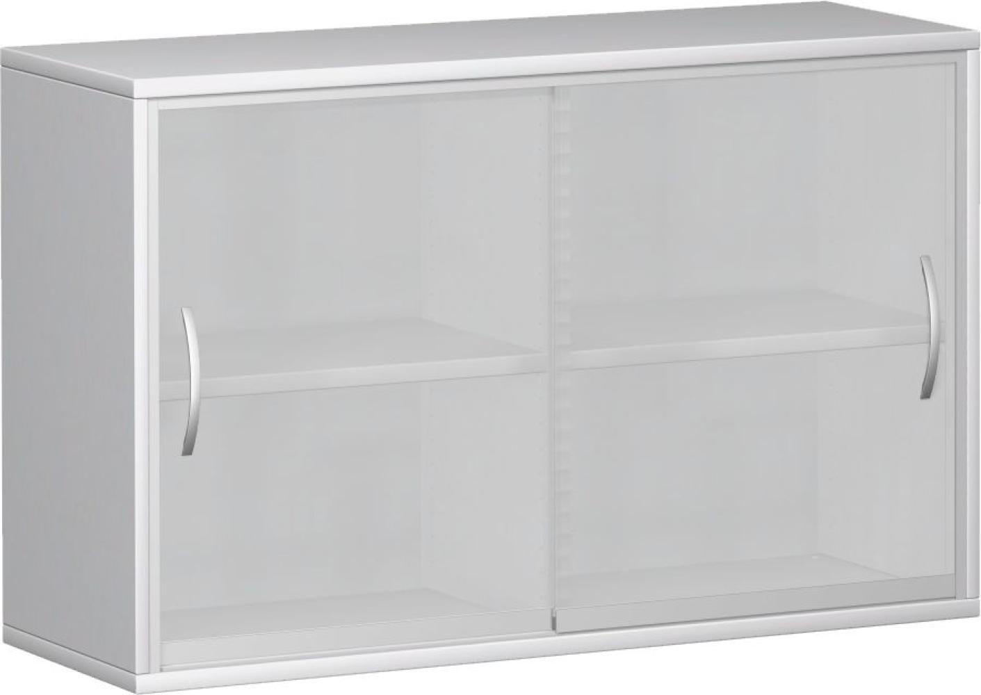 Schiebetürenschrank mit satinierten Glas-Schiebetüren, 120x42x77cm, Weiß Bild 1