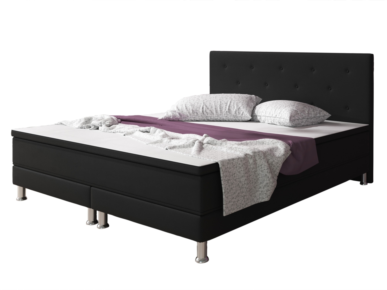 Boxspringbett E1 180x200 cm Webstoff Schwarz Bild 1