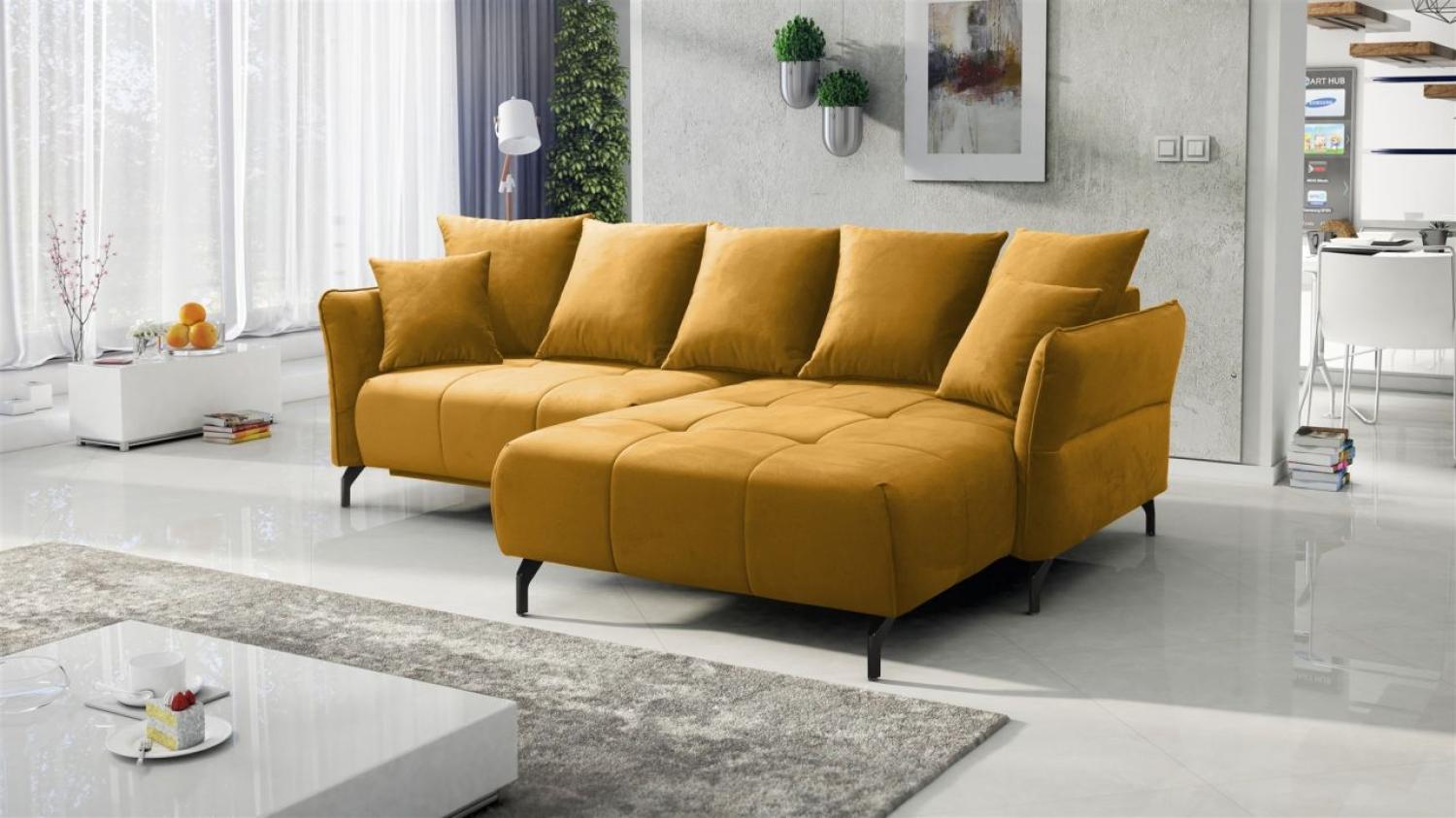 Ecksofa Schlafsofa Sofa SADIE Stoff Element Honiggelb Ottomane Rechts Bild 1