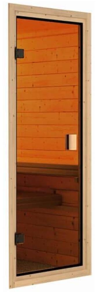 Karibu Sauna Sodin + 9kW BIO-Kombiofen mit ext. Steuerung Easy Bronzierte Ganzglastür Bild 1